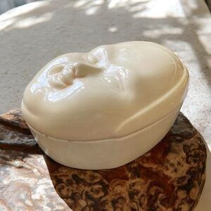Trinket box, ceramic, handmade, Japanese mask, moon, Buddha, you decide, vintage